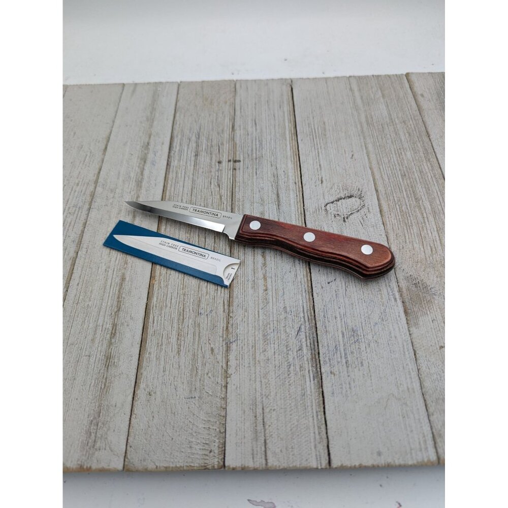 Tramontina Chef Paring Knife 3" Stainless Blade Wood Handle NEW